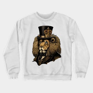 Lion wearing top hat Crewneck Sweatshirt